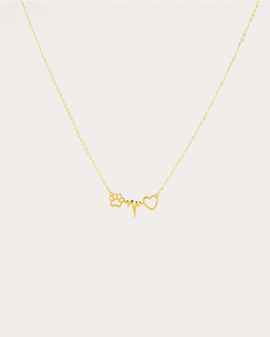 Collar Acero Huella/Corazón Dorado