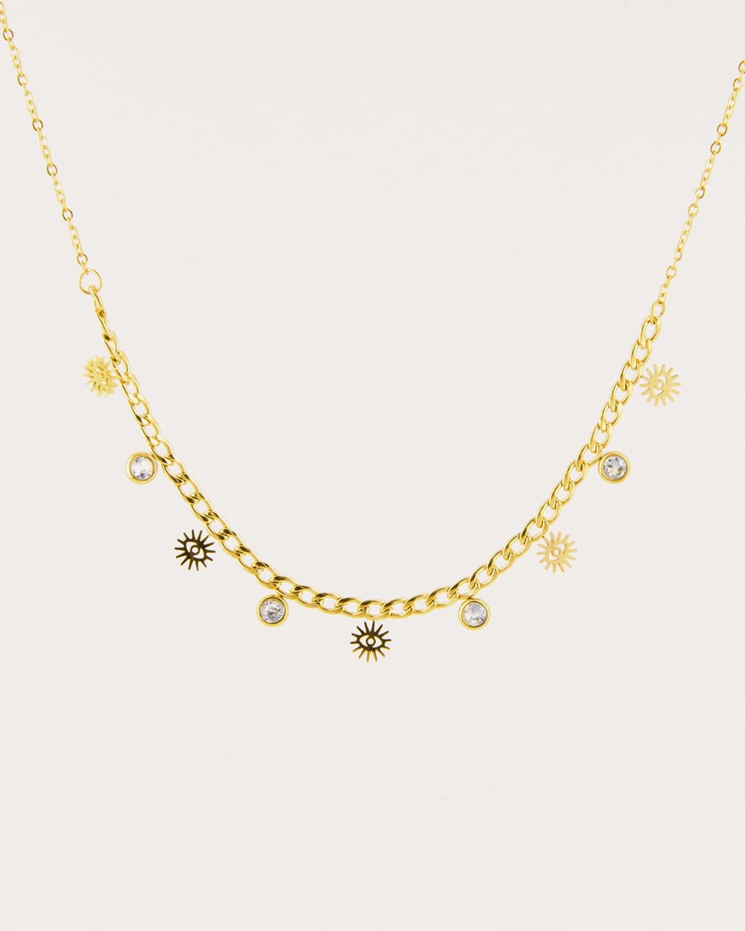 Collar Acero Ojo Turco Dorado