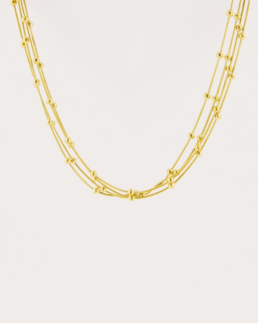 Collar Acero Bolitas Dorado