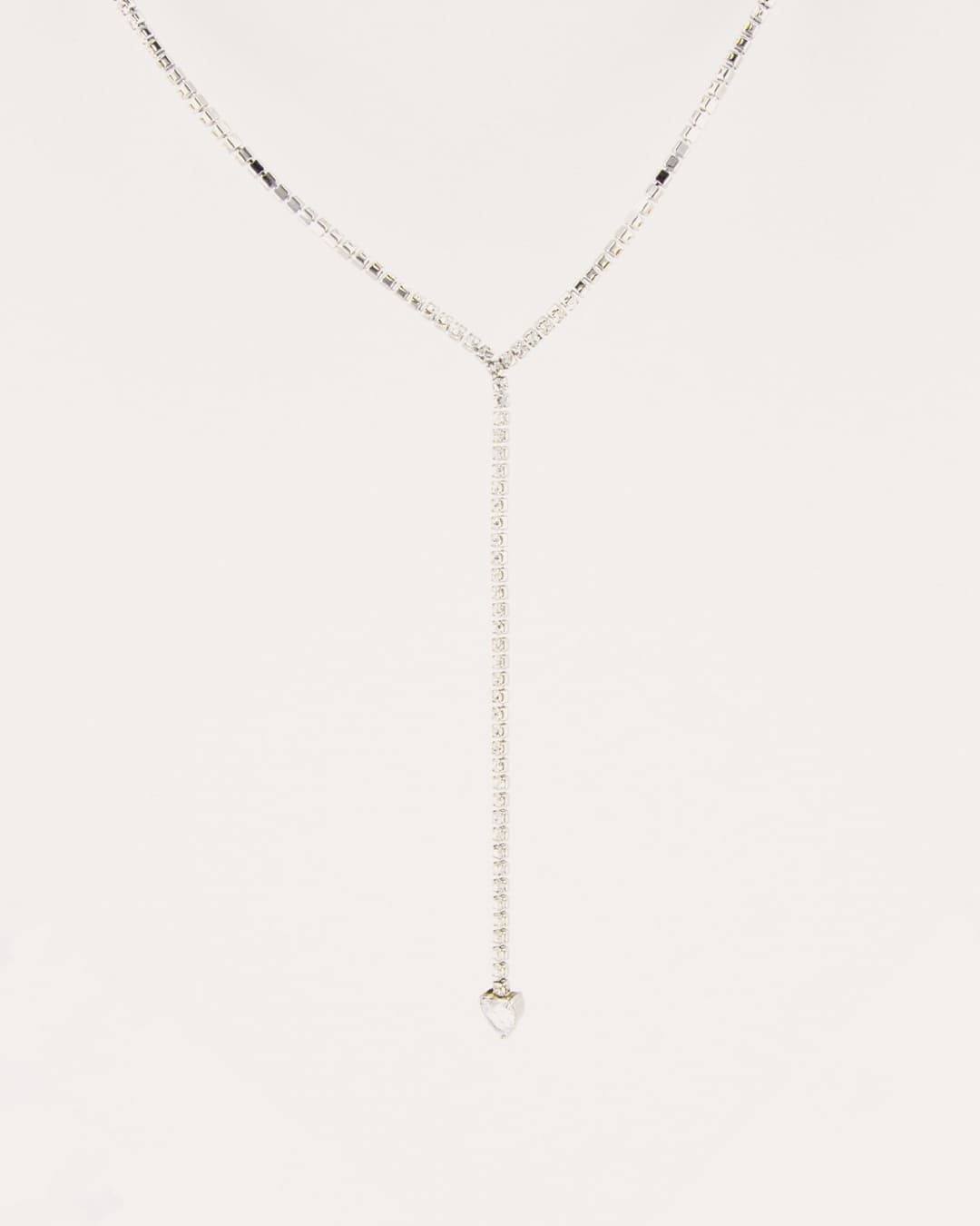 Collar Acero Strass Plateado