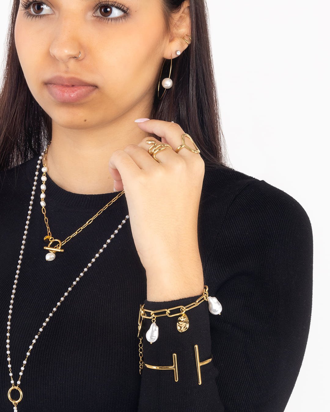 Pendiente Acero Florencia Dorado