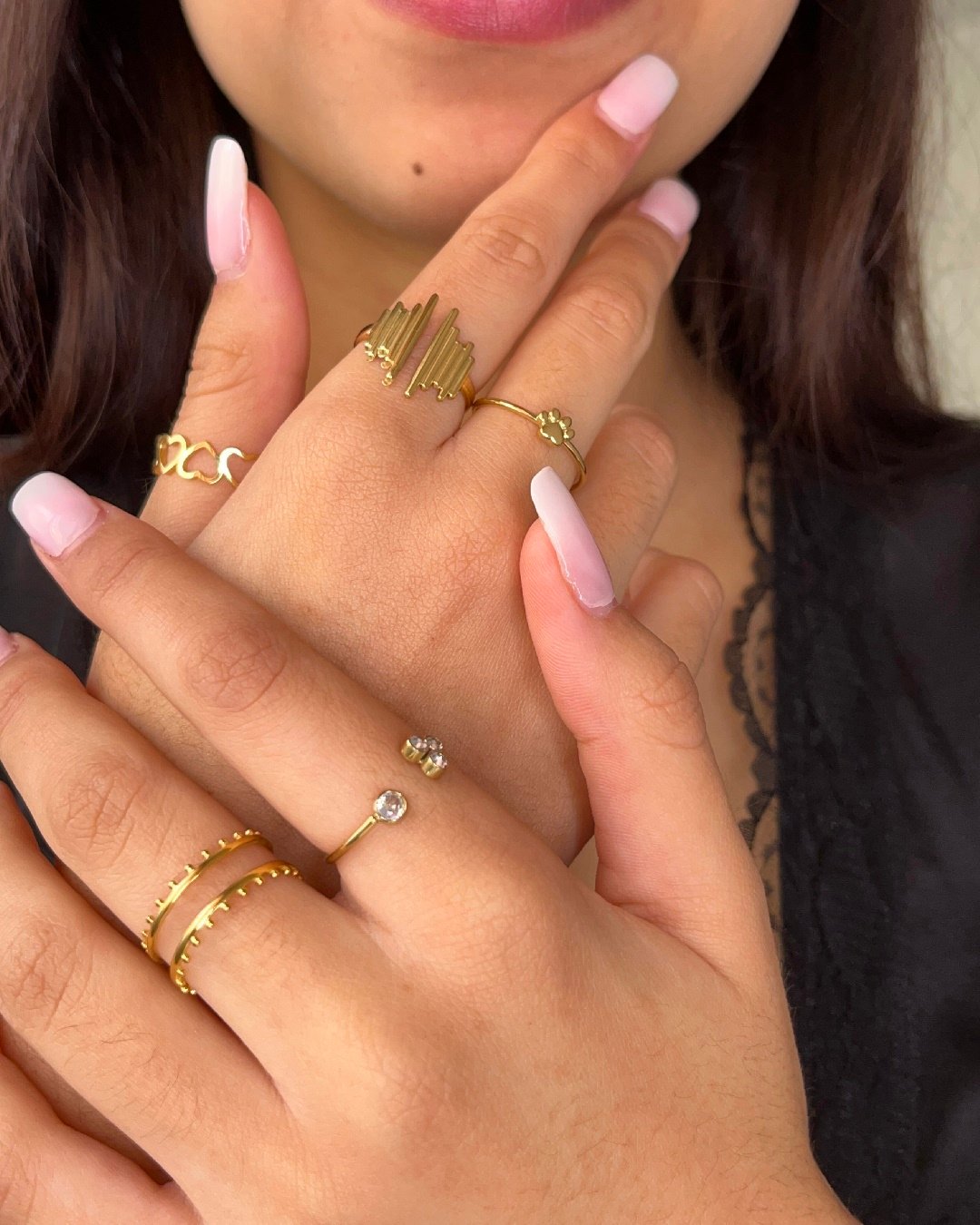 Anillo Acero Nuria Dorado