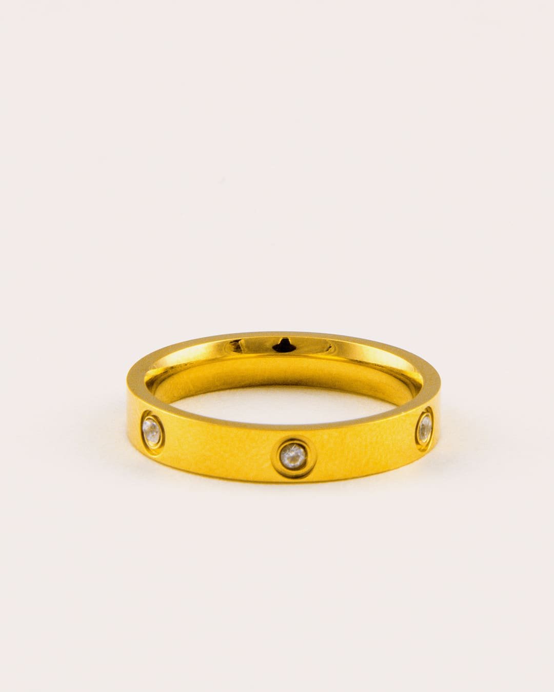 Anillo Acero Seis Cristales