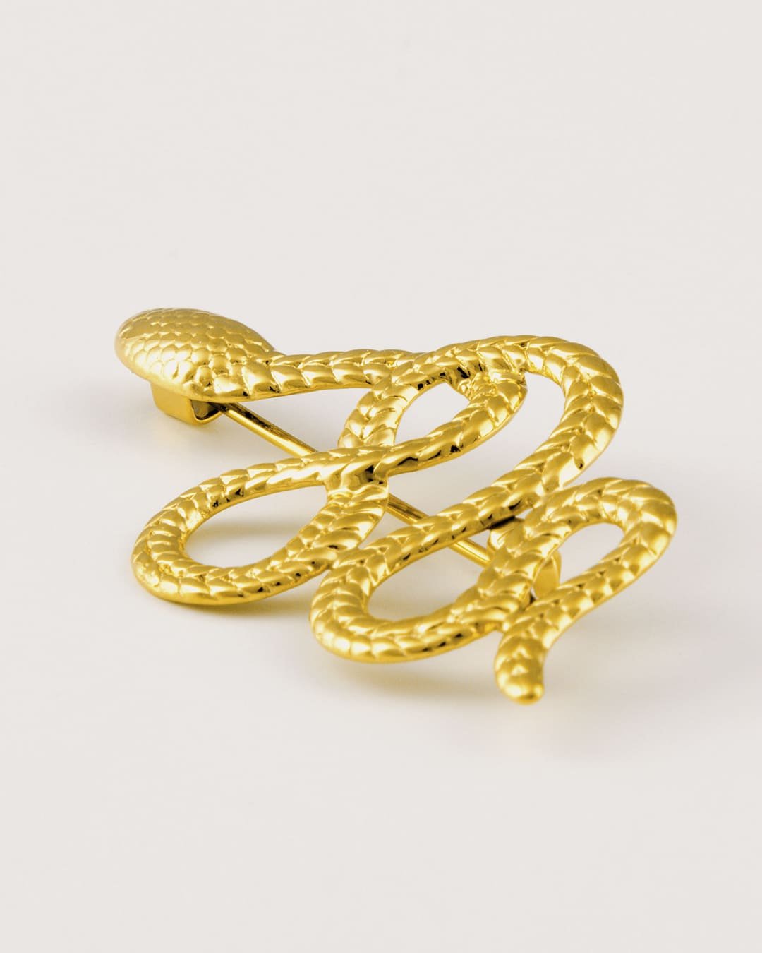 Broche Acero Serpiente Dorado