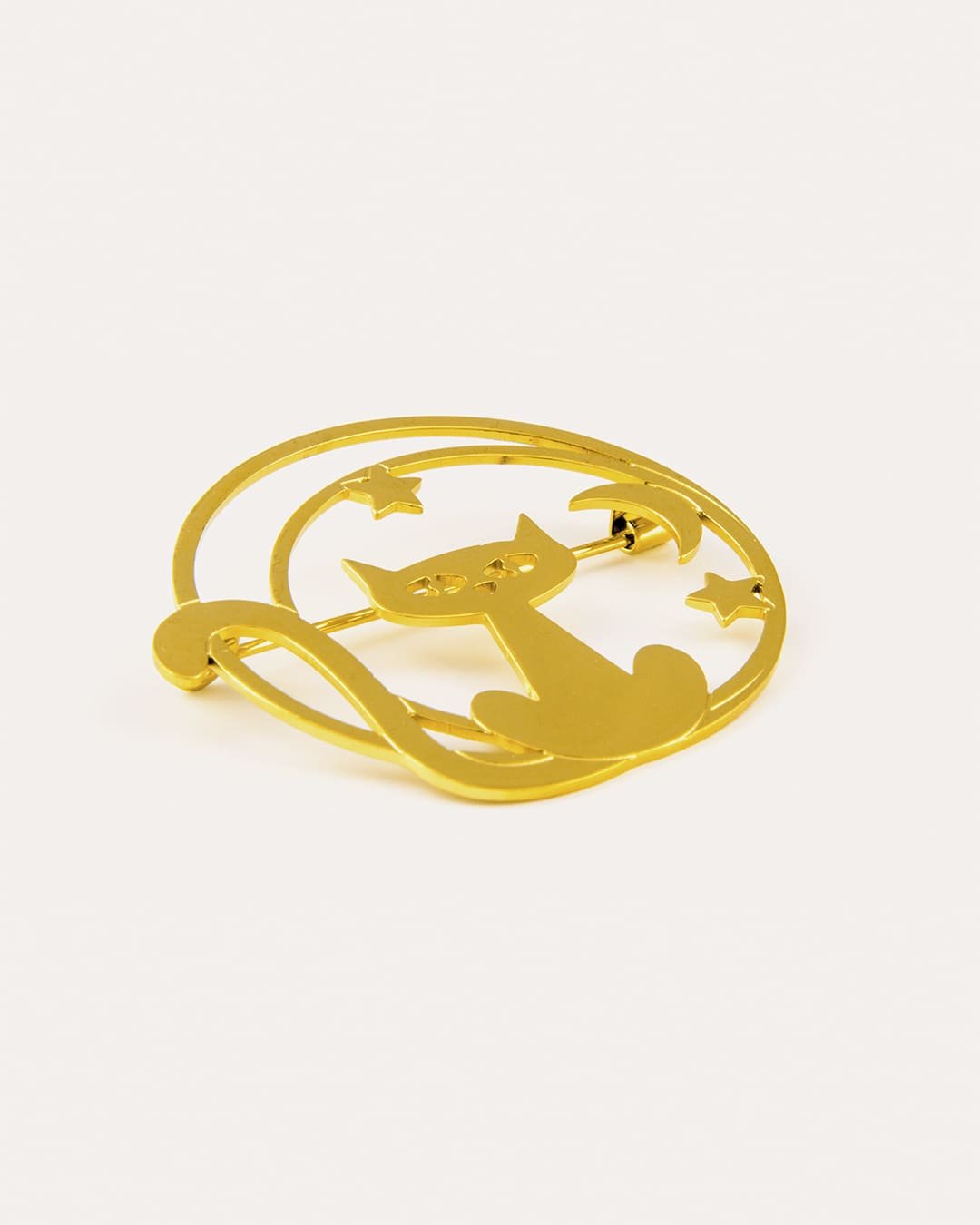 Broche Acero Gato Dorado