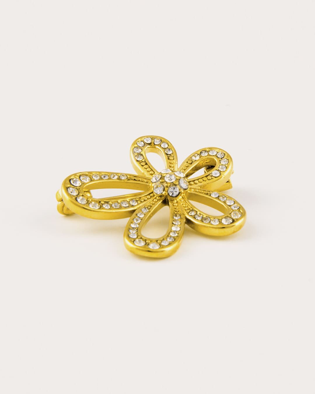 Broche Acero Flor Dorado