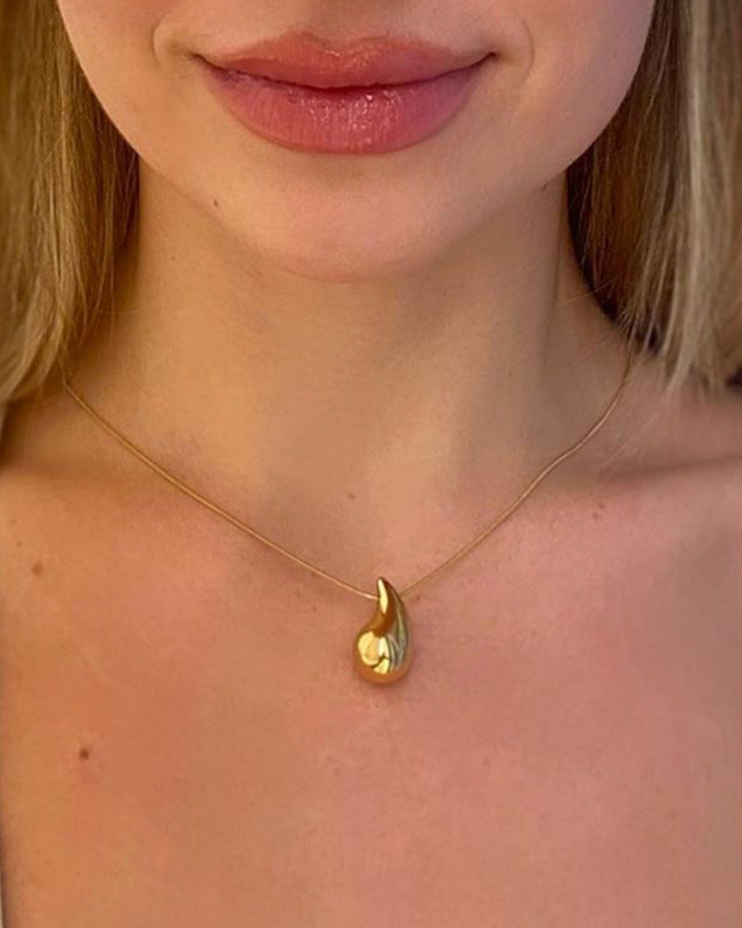 Collar Gota Acero Dorado