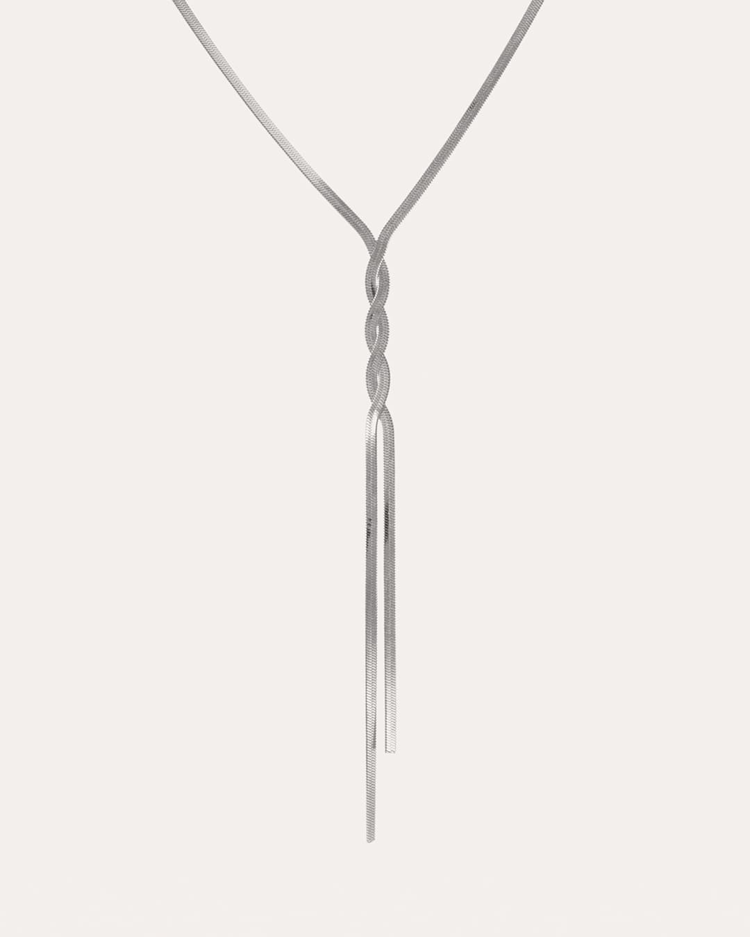 Collar Acero Largo Entrelazado Plateado