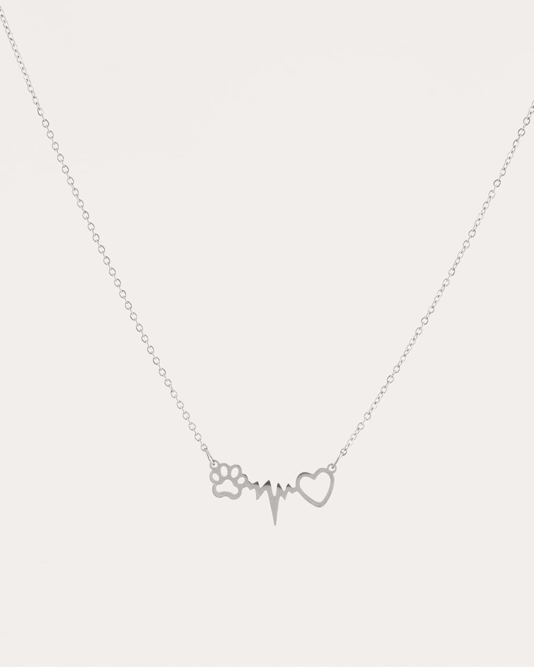 Collar Acero Huella/Corazón Plateado