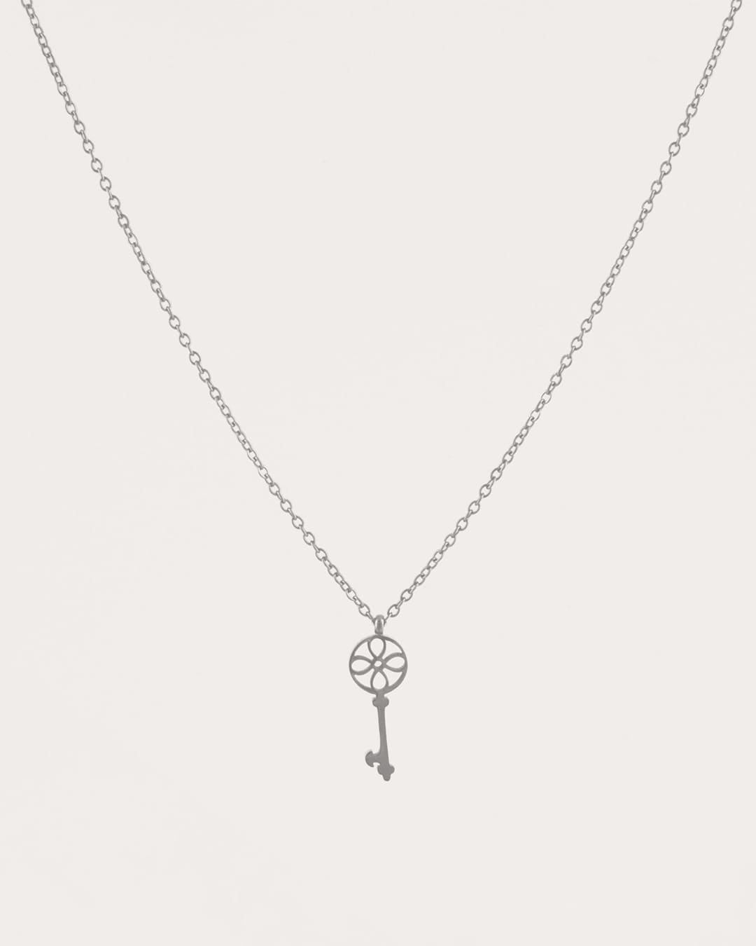 Collar Acero Llave Plateada