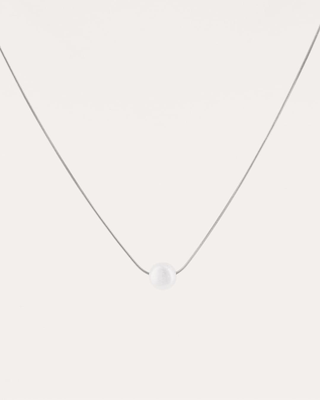 Collar Acero Detalle Perla Plateado