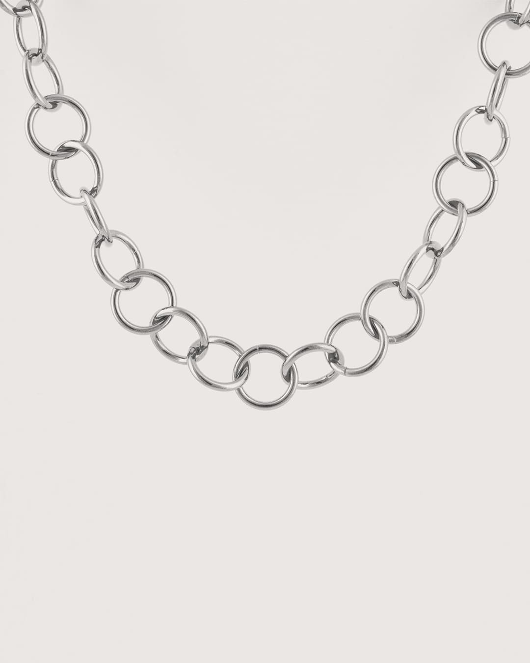 Collar Acero Largo Circulos Plateado