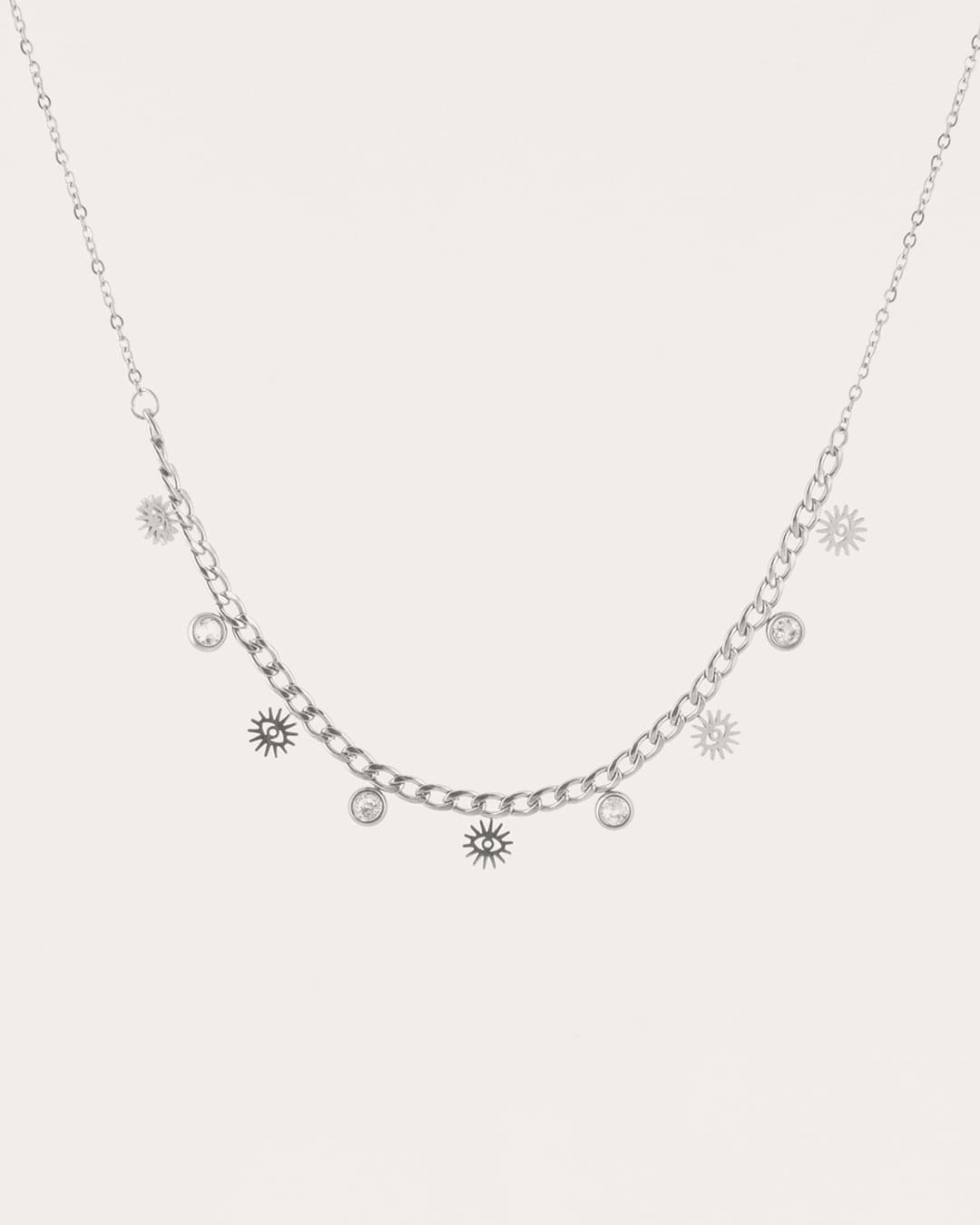 Collar Acero Ojo Turco Plateado