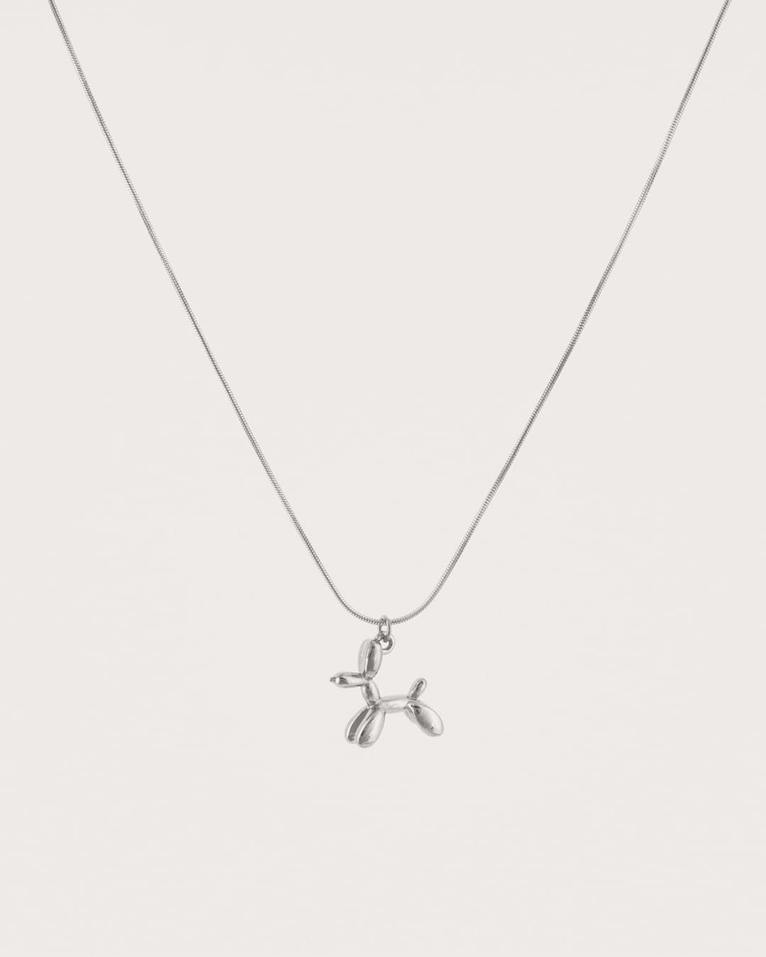 Collar Acero Perro Globo Plateado