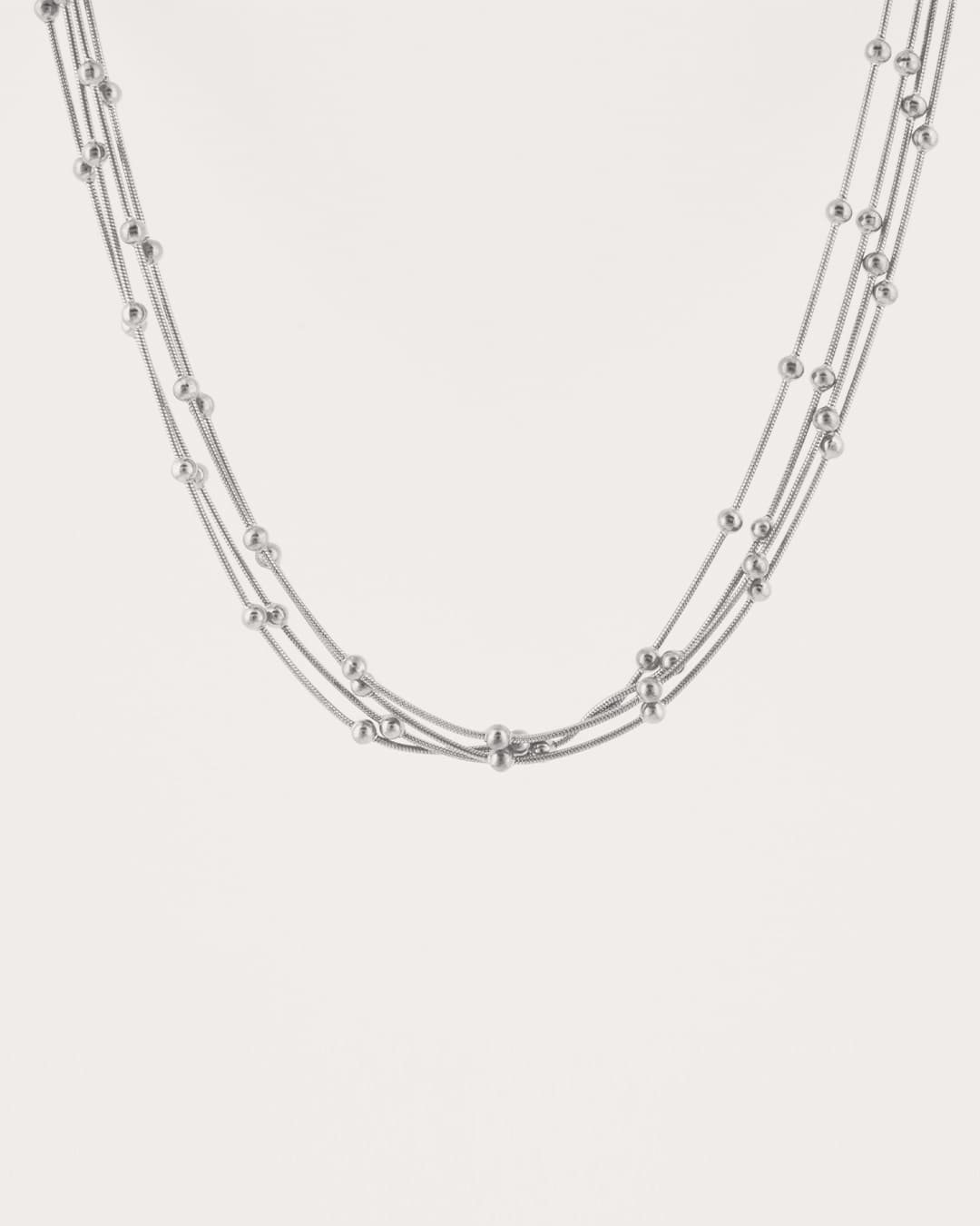 Collar Acero Bolitas Plateado