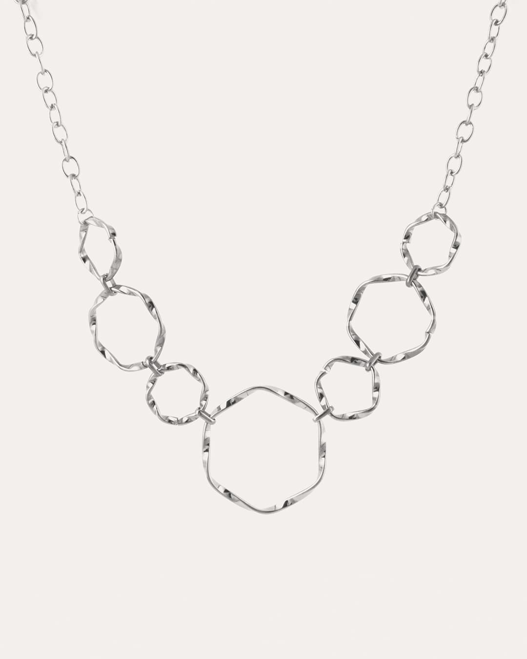 Collar Acero Circulos Plateado