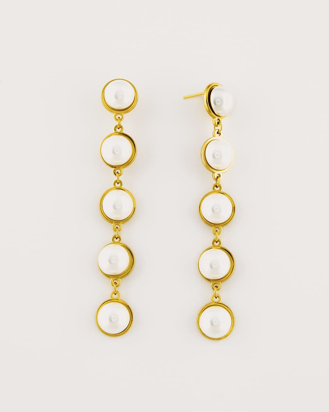 Pendiente Largo Perlas Dorado