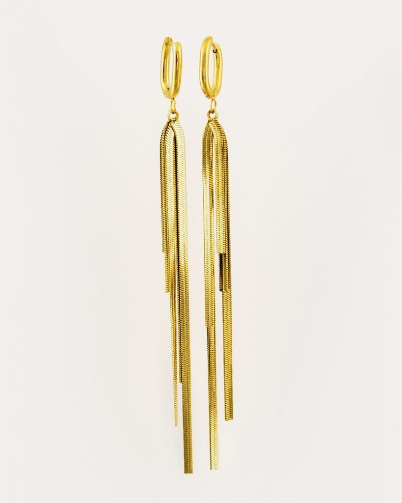 Pendiente de acero con baño de oro - Joyitas de Acero