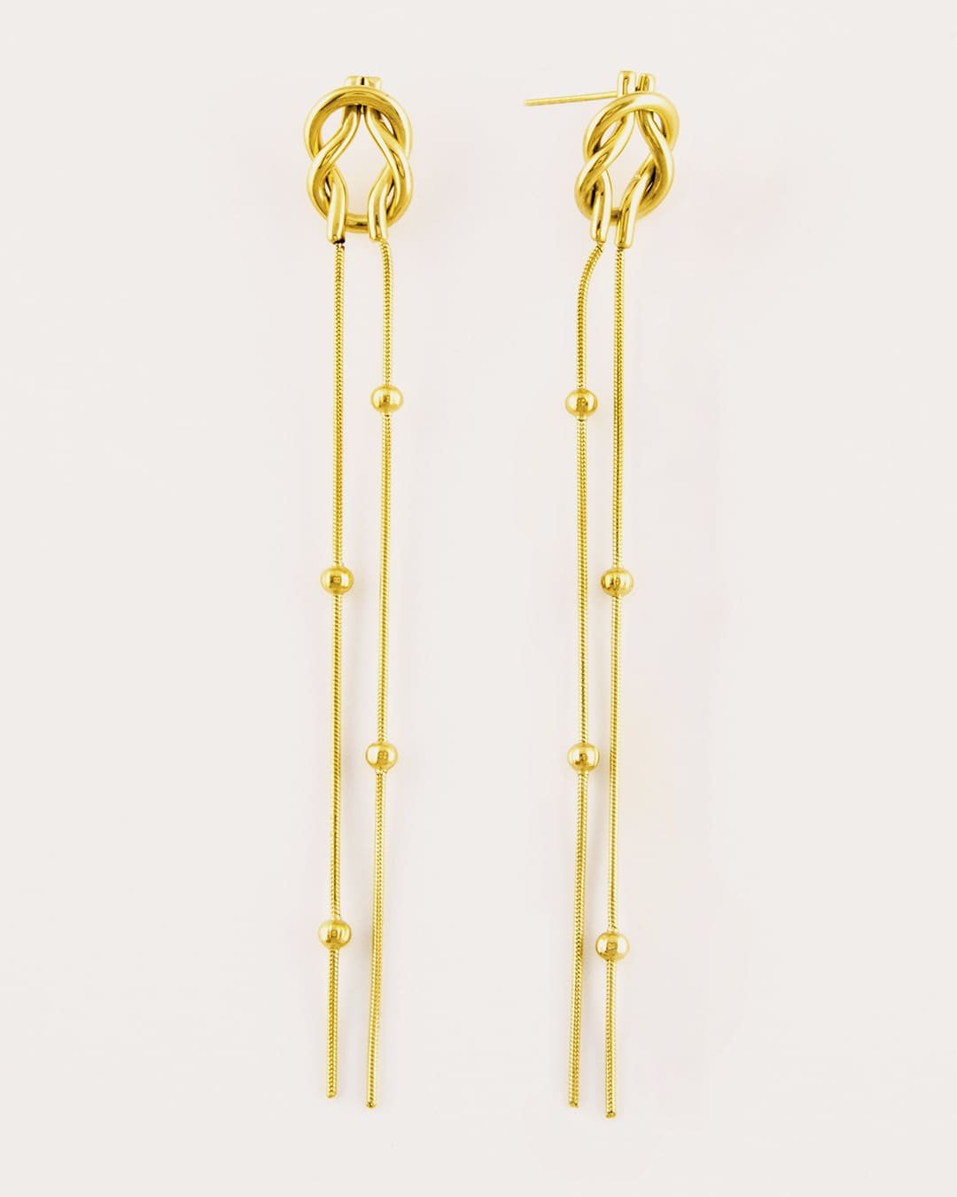 Pendiente Acero Largo Nudo Dorado