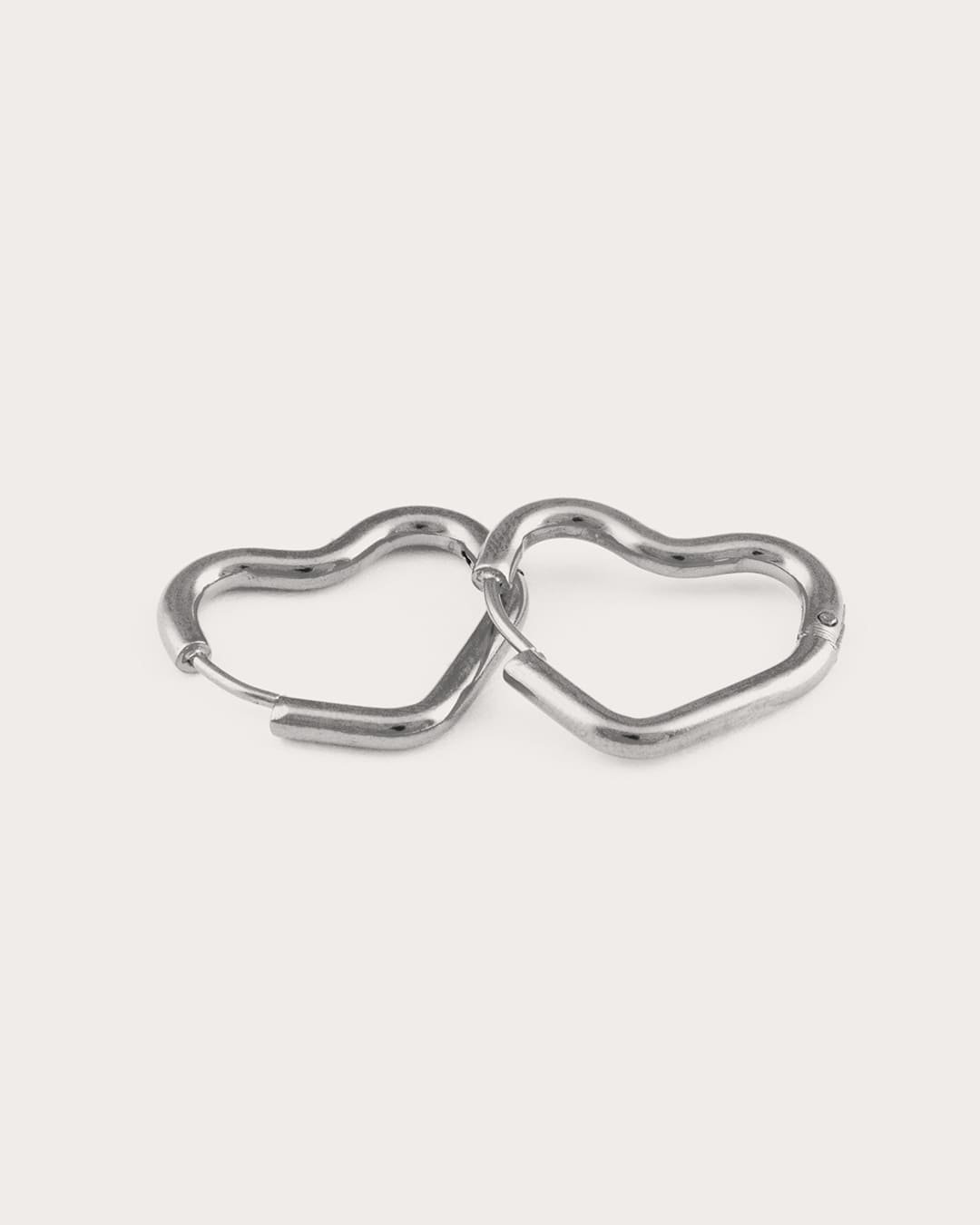 Aro Acero Corazón Plateado