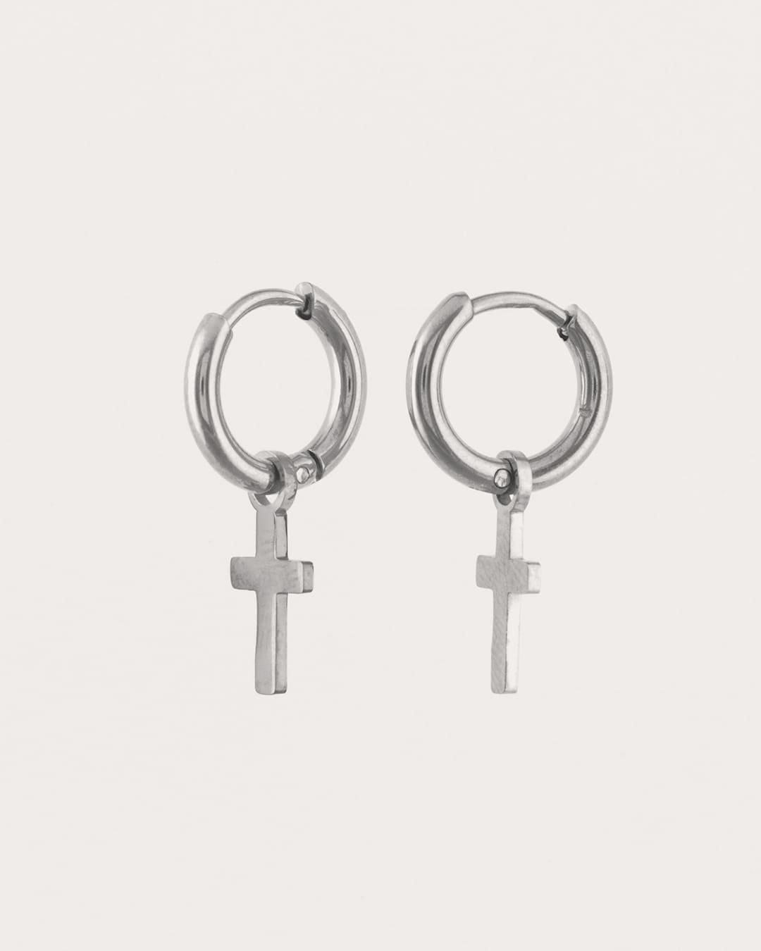 Aro Acero Cruz Plateado