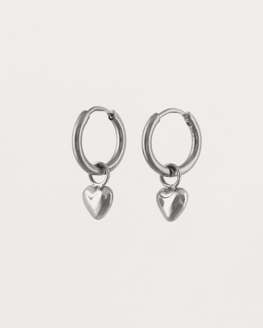 Aro Acero Corazón Plateado