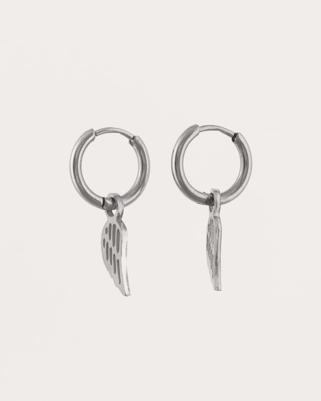 Aro Acero Pluma Plateado