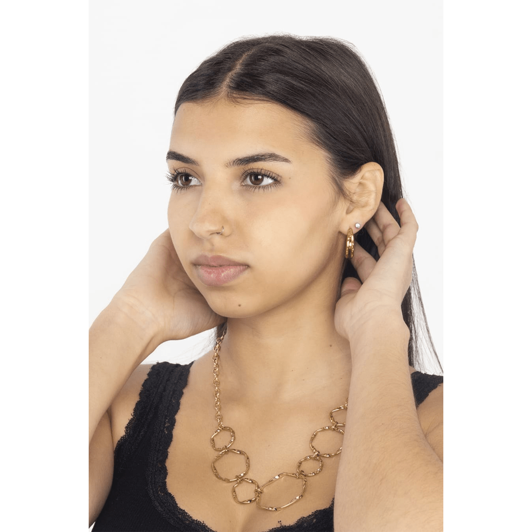 Collar Acero Círculos Dorado