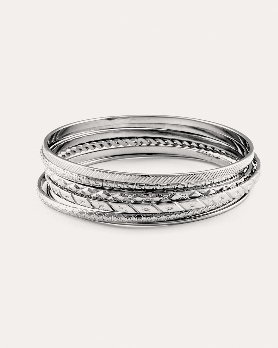 Conjunto Pulseras Acero Plateado