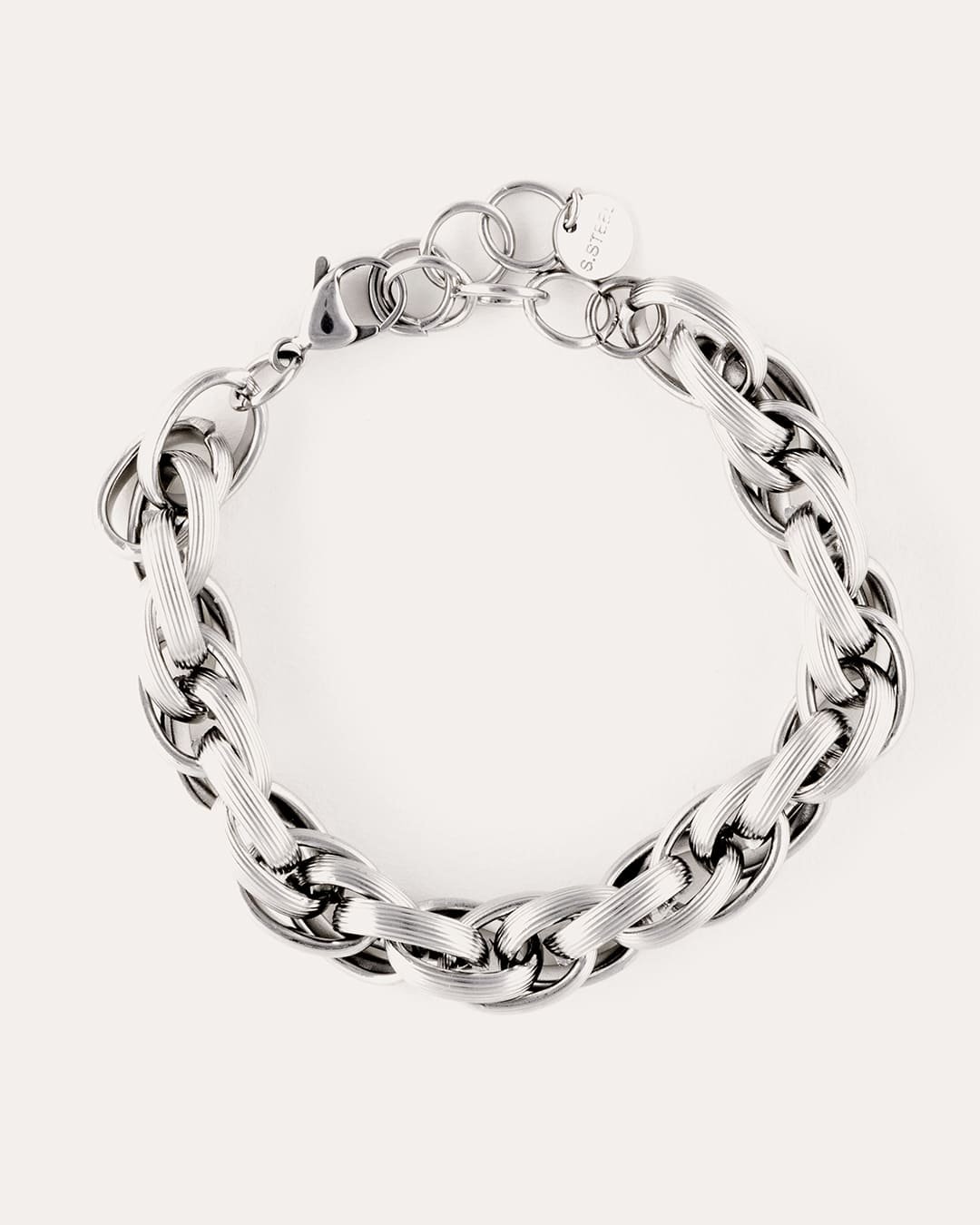 Pulsera Acero Eslabones Plateada