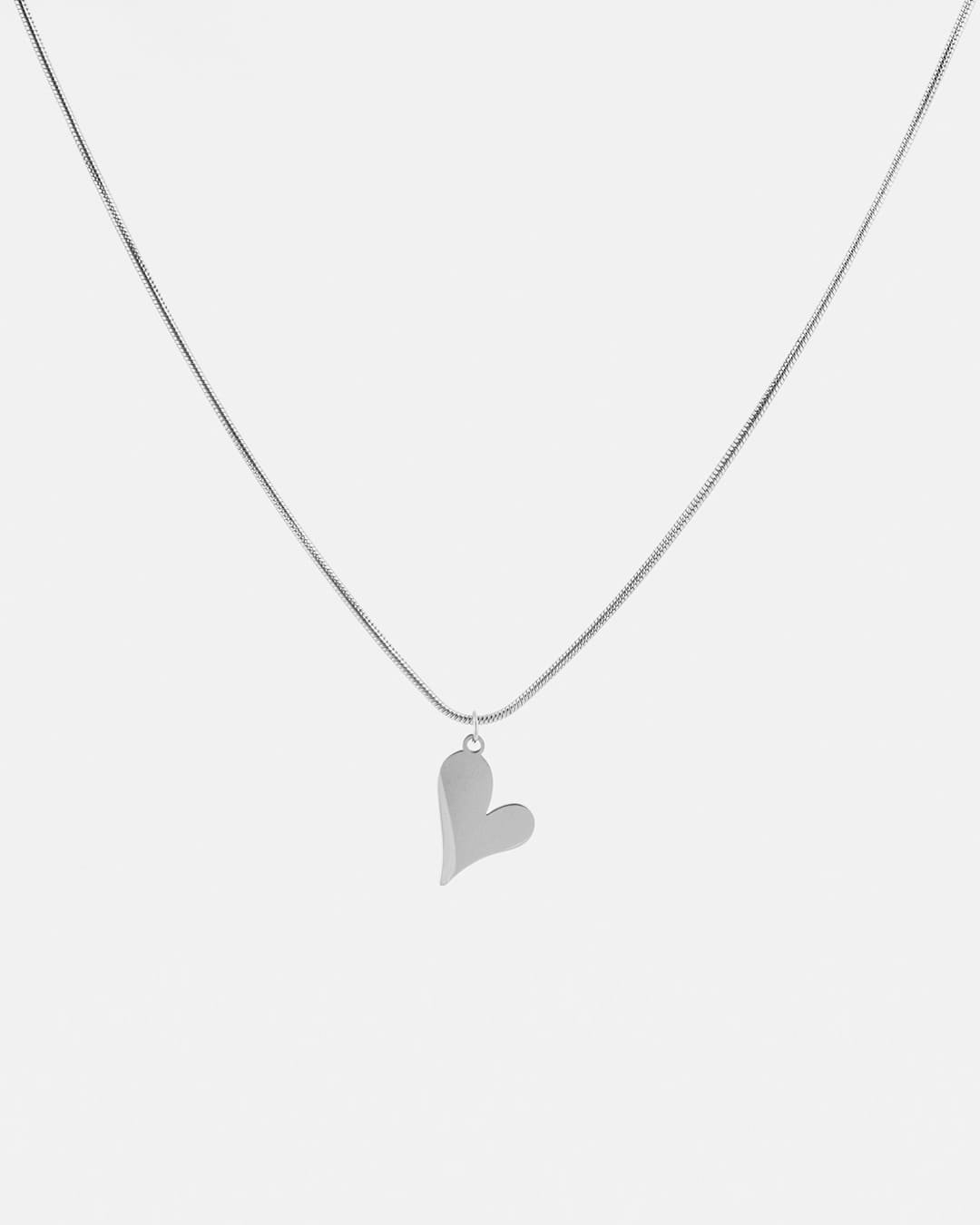 Collar Acero Corazón Plateado