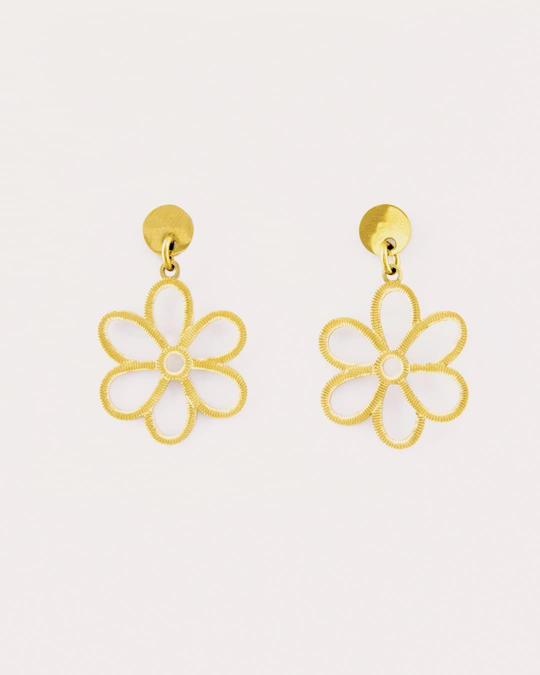 Pendiente Acero Flor Dorado