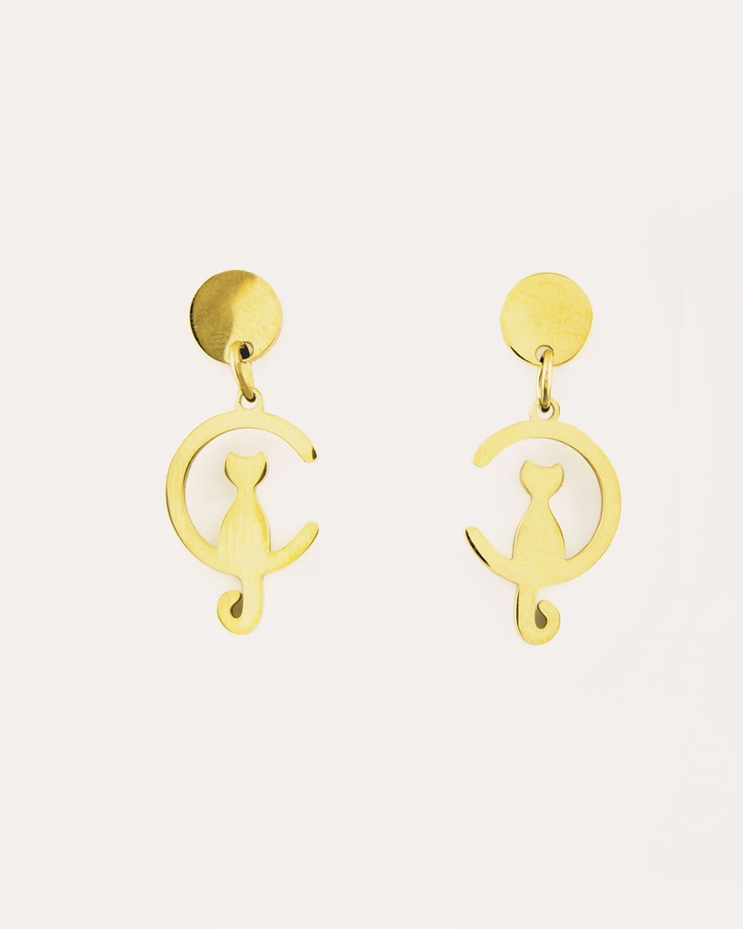 Pendiente Acero Gato Dorado