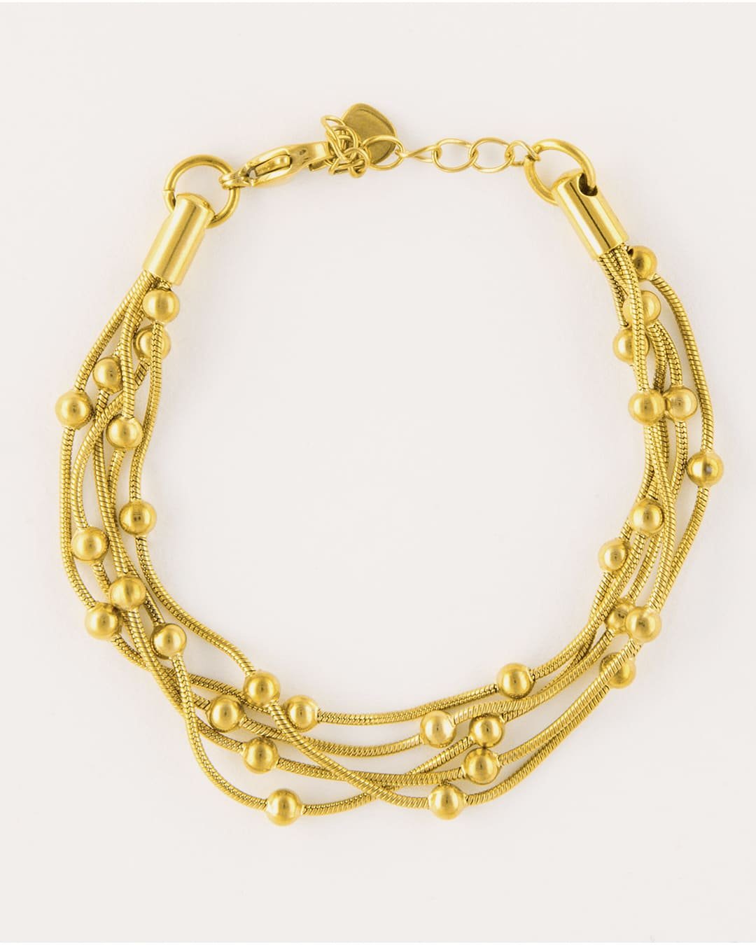 Pulsera Acero Bolitas Dorada