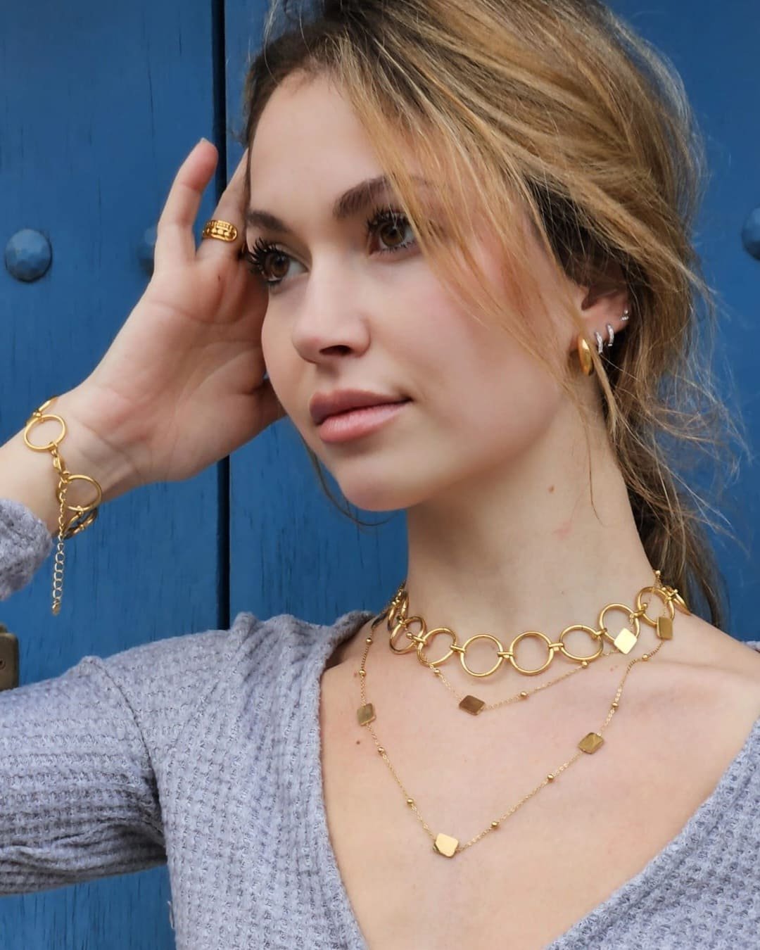 Collar Largo Acero Calen Dorado