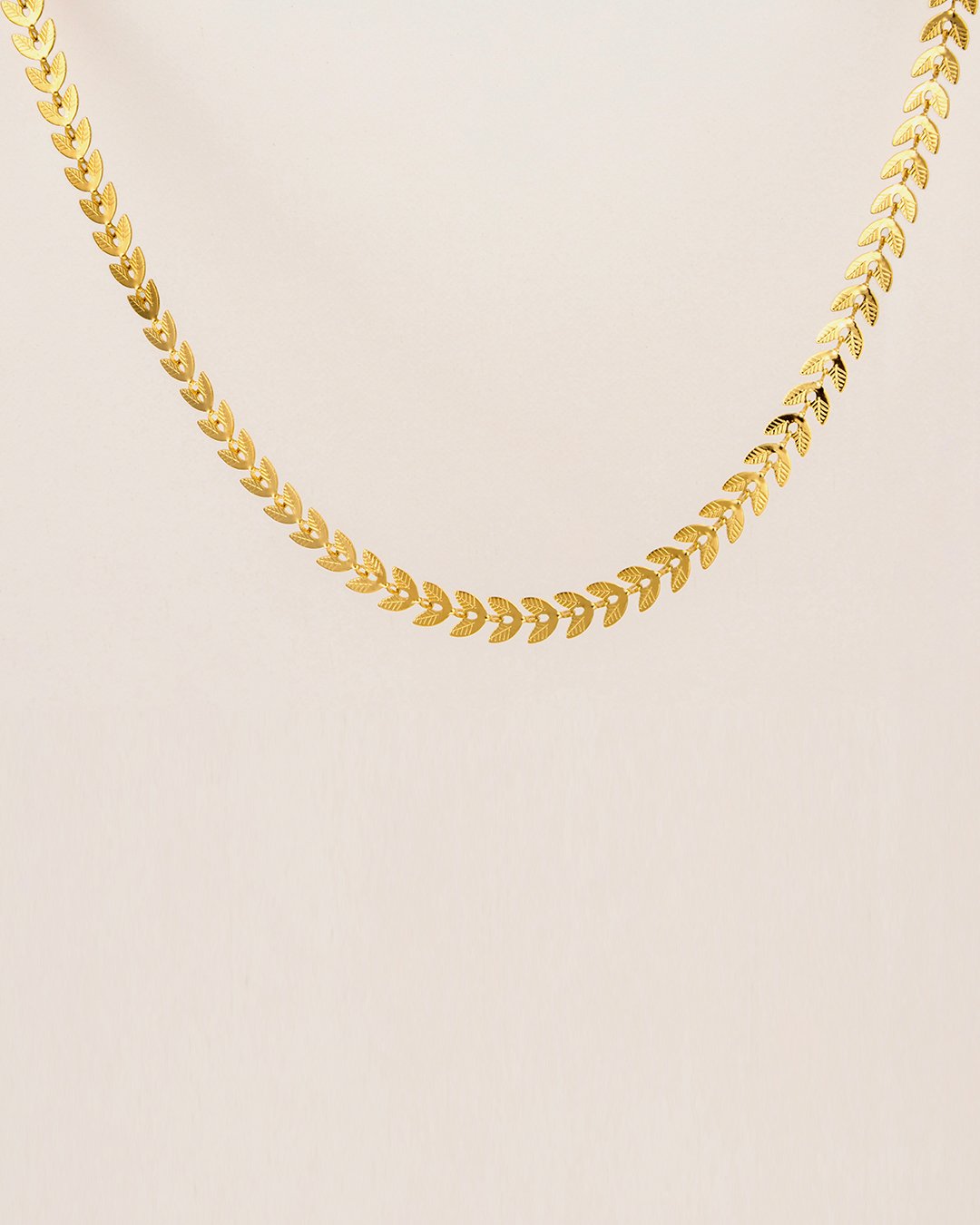 Collar Acero Laurel Dorado