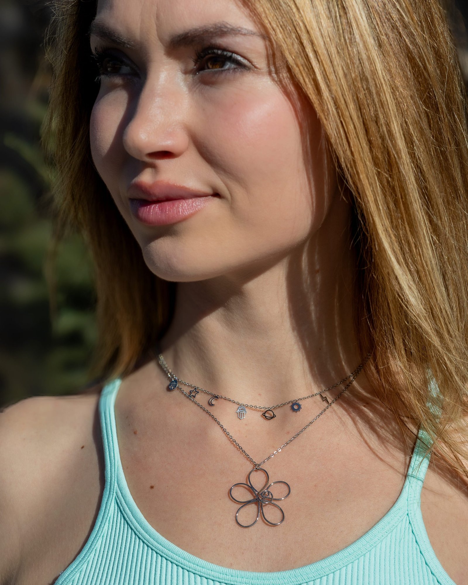 Collar Acero Flor 3D