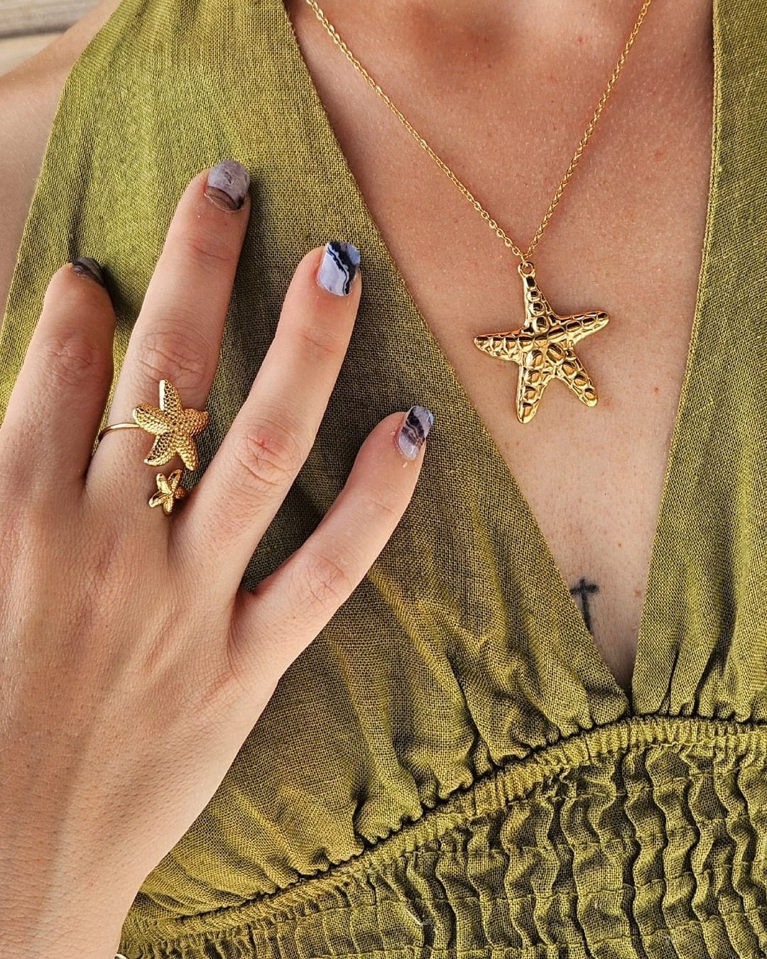 Anillo Acero Estrella De Mar