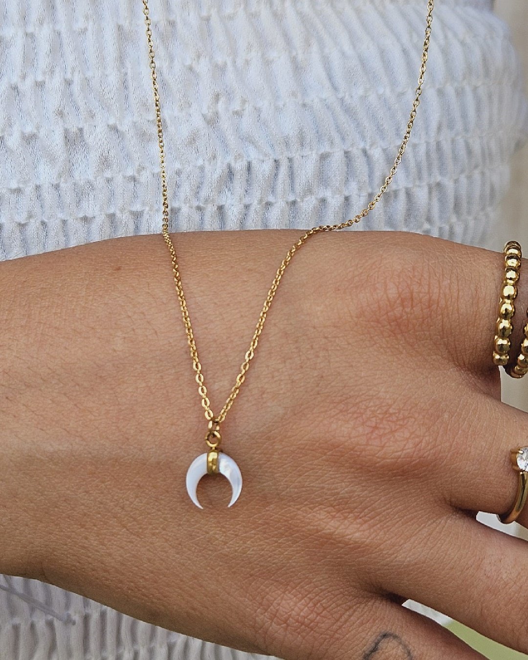 Collar Acero Moonset Nácar