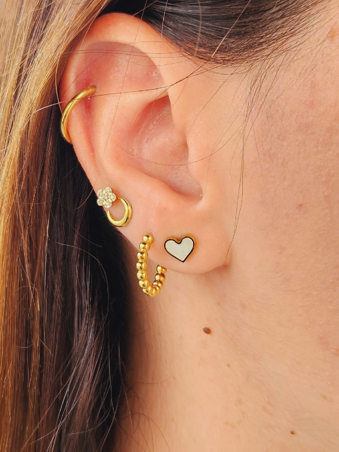 Pendientes Acero Cuore Nácar