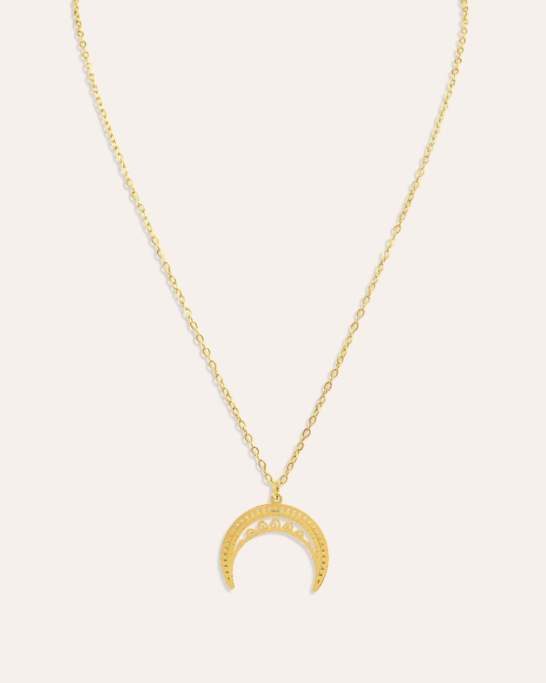 Collar Acero Luna Invertida Labrada