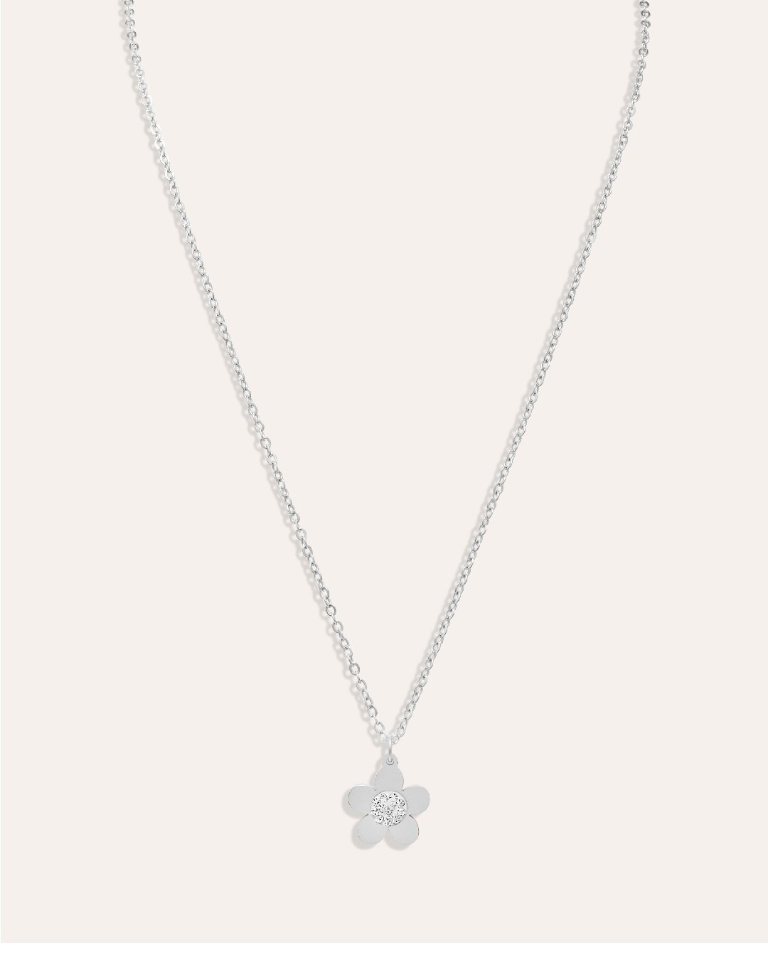 Collar Acero Flor Y Cristal