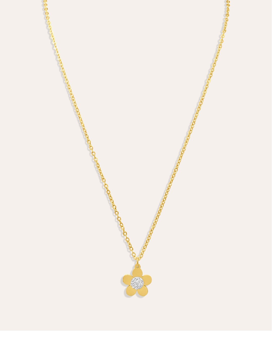 Collar Acero Flor Y Cristal