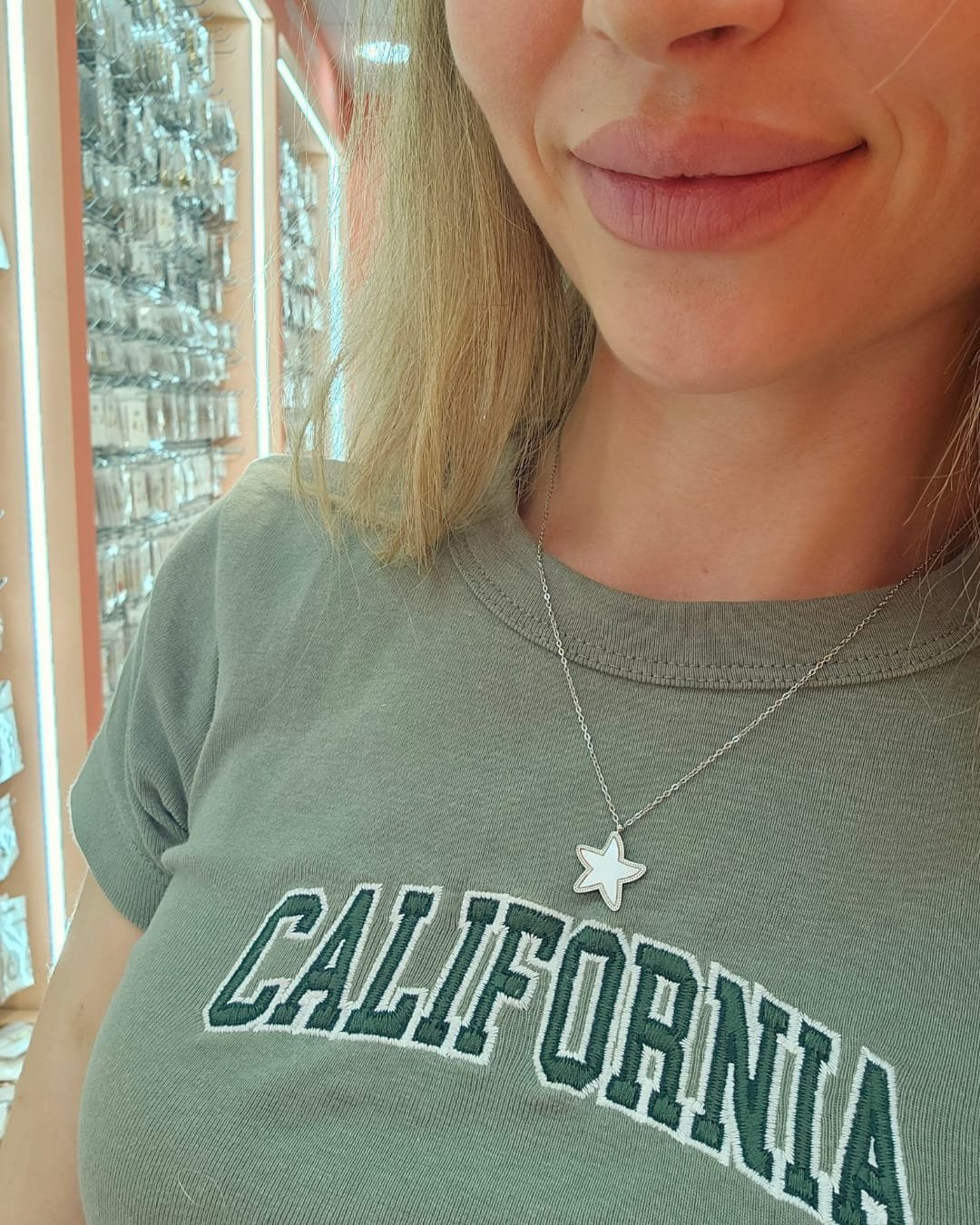 Collar Acero Estrella Nacarada