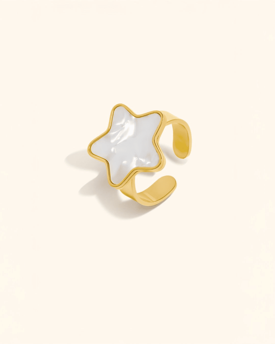 Anillo Acero Estrella Nácar