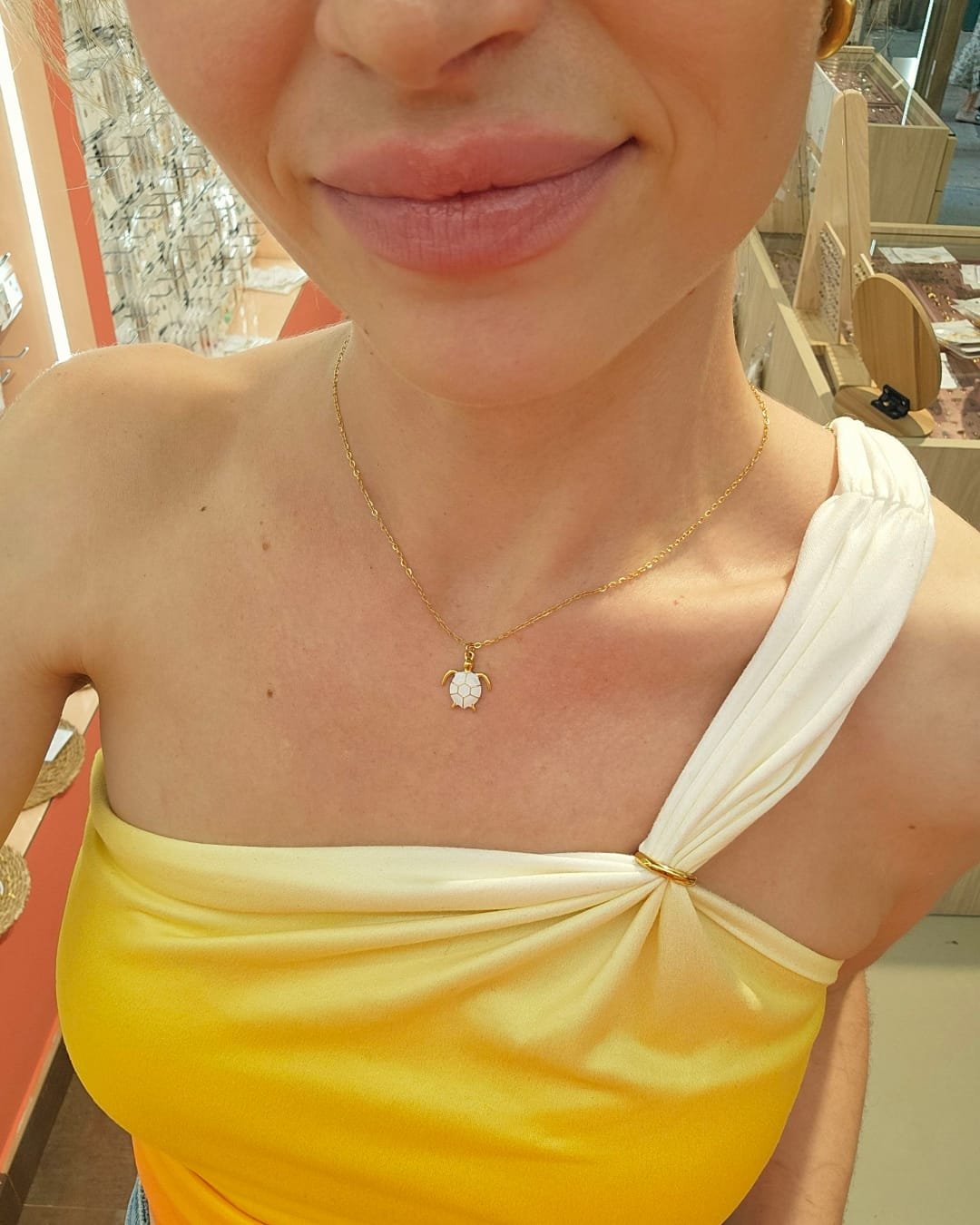 Collar Acero Tortuga Blanco