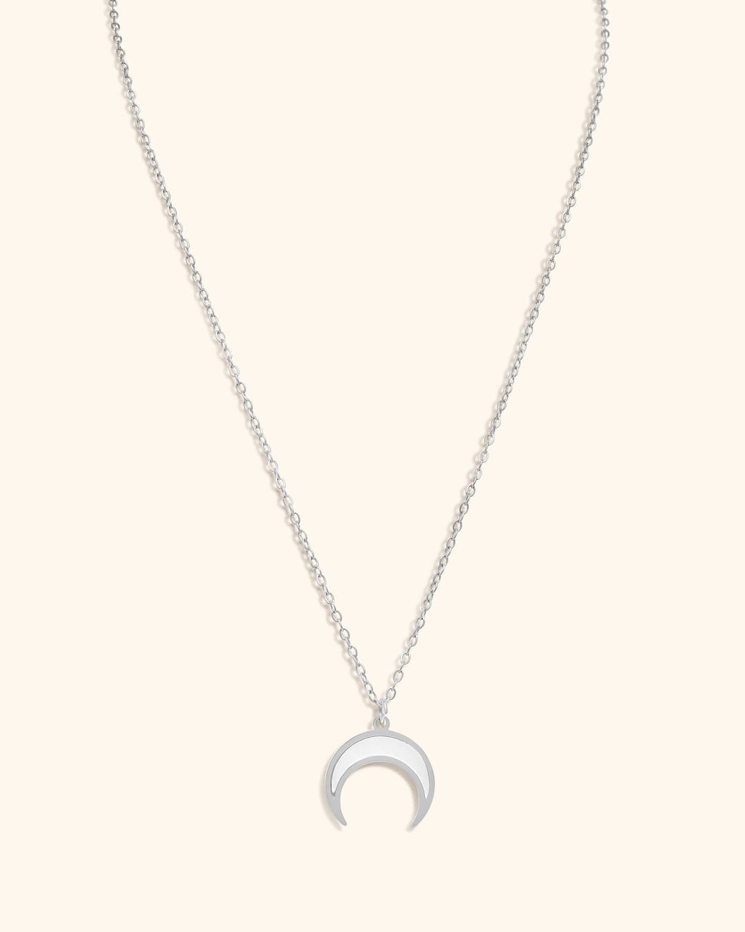 Collar de Acero con Colgante de Luna con Nácar 2