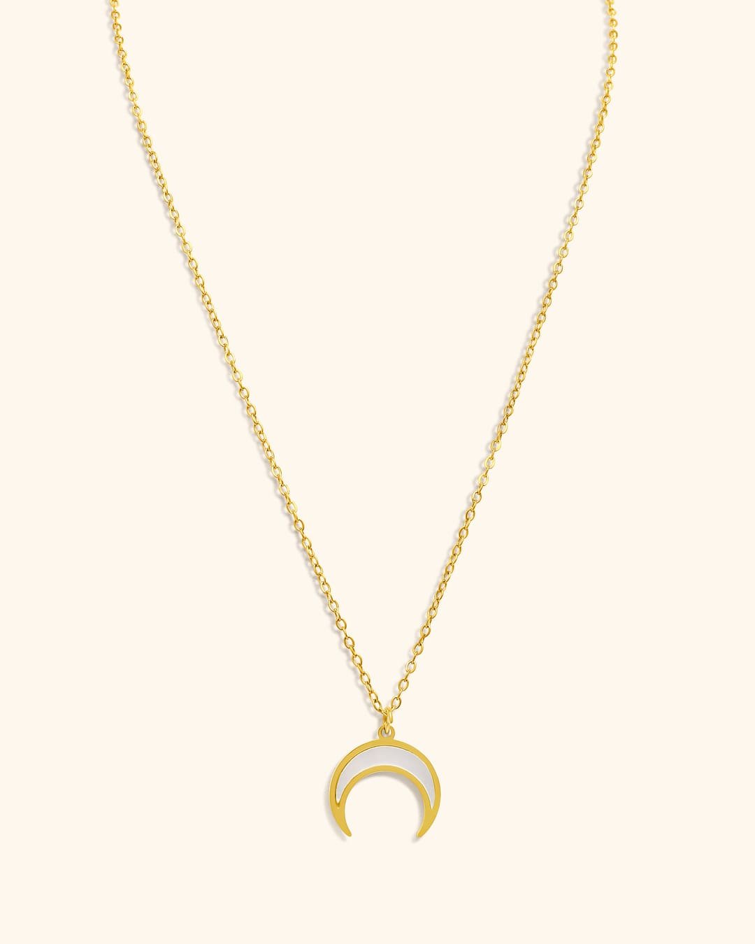 Collar de Acero con Colgante de Luna con Nácar