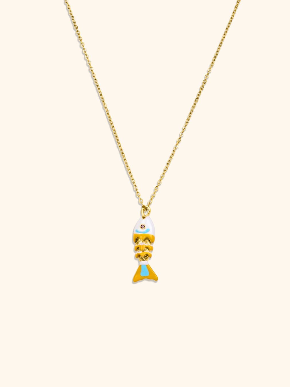 Collar Acero Summer Fish Blanco