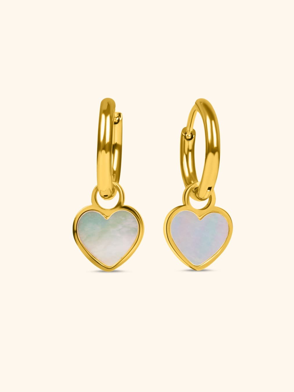 Pendiente Acero  Aro Corazón Nácar